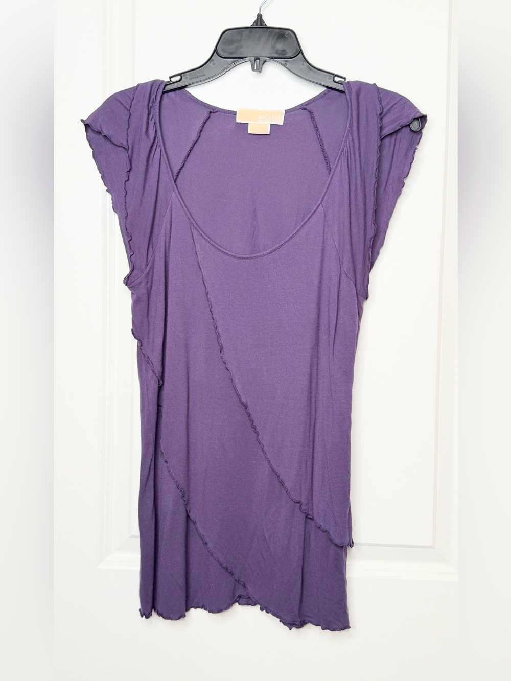 MICHAEL Michael Kors Purple Draped Layered Top S Rayon Asymmetrical Raw Edge